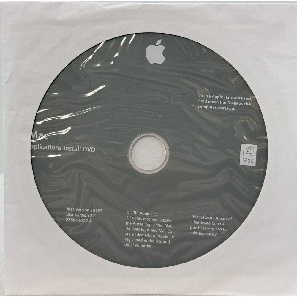 Apple iMac Mid 2010 21.5" i5 Applications Install DVD 2Z691-6722-A